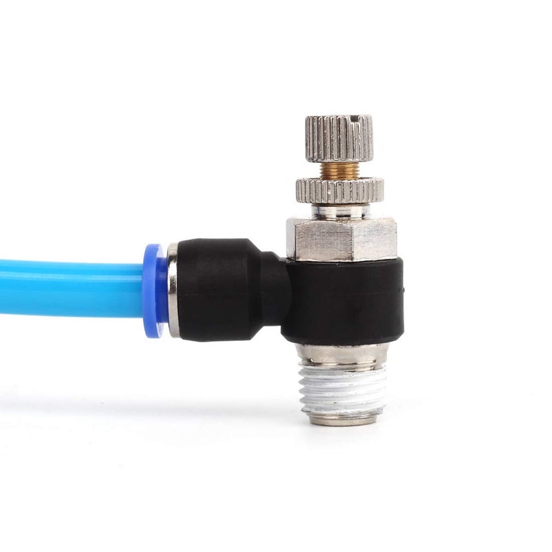 SNS 1/4"Tube OD x 1/8 NPT 90 Degree Elbow Air Flow Control Valve Push To Connect Fitting Speed control valve(10 PCS) JSC1/4-N01 - Image 2